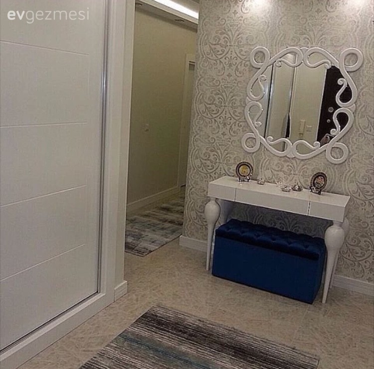 Antre, Ayna, Dresuar, Mavi, Puf