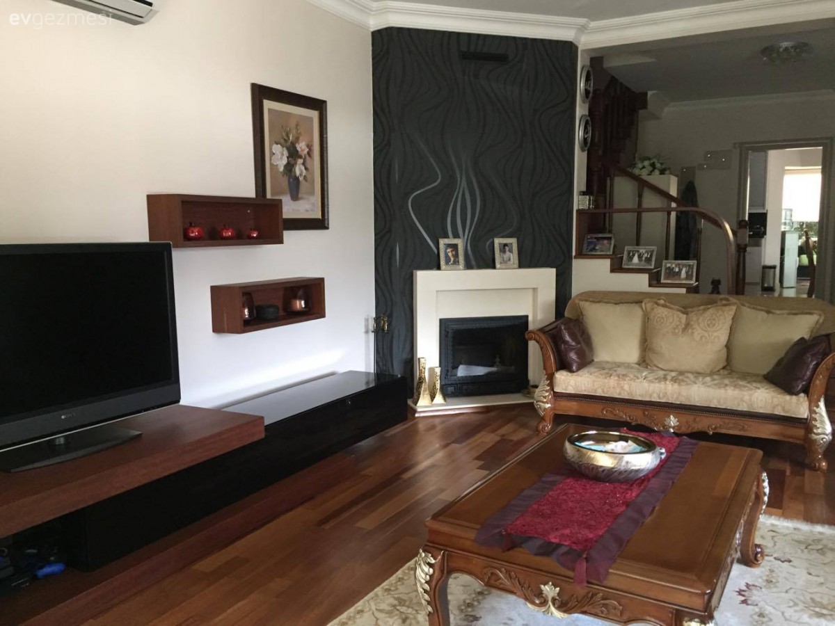 Ahşap Mobilya, Duvar dekorasyonu, Salon, Şömine