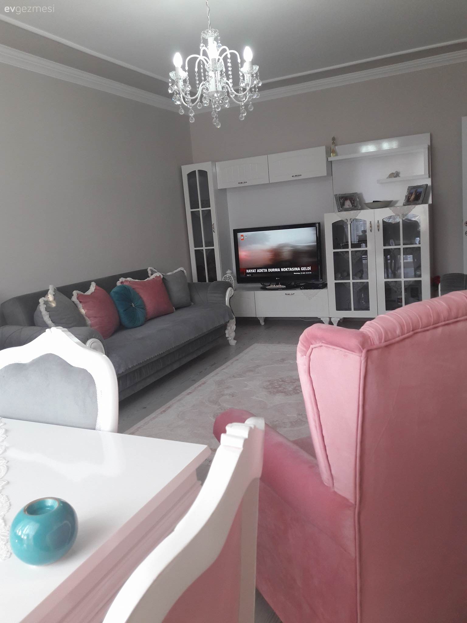 Gri, Pembe, Salon, Halı