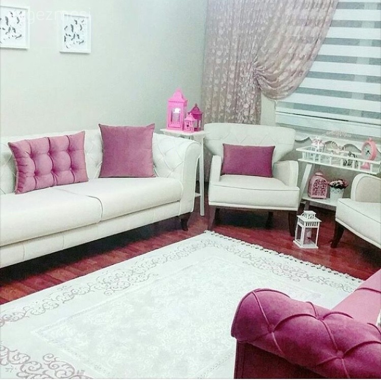 Beyaz, Halı, Pembe, Perde, Salon