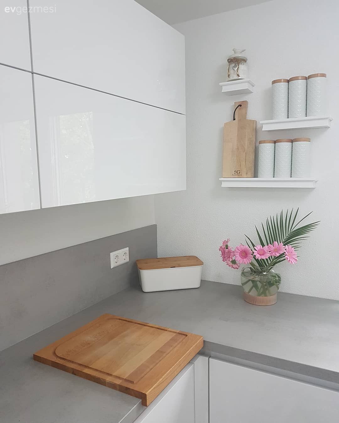 Mutfak, Modern mutfak, Beyaz mutfak, Gri