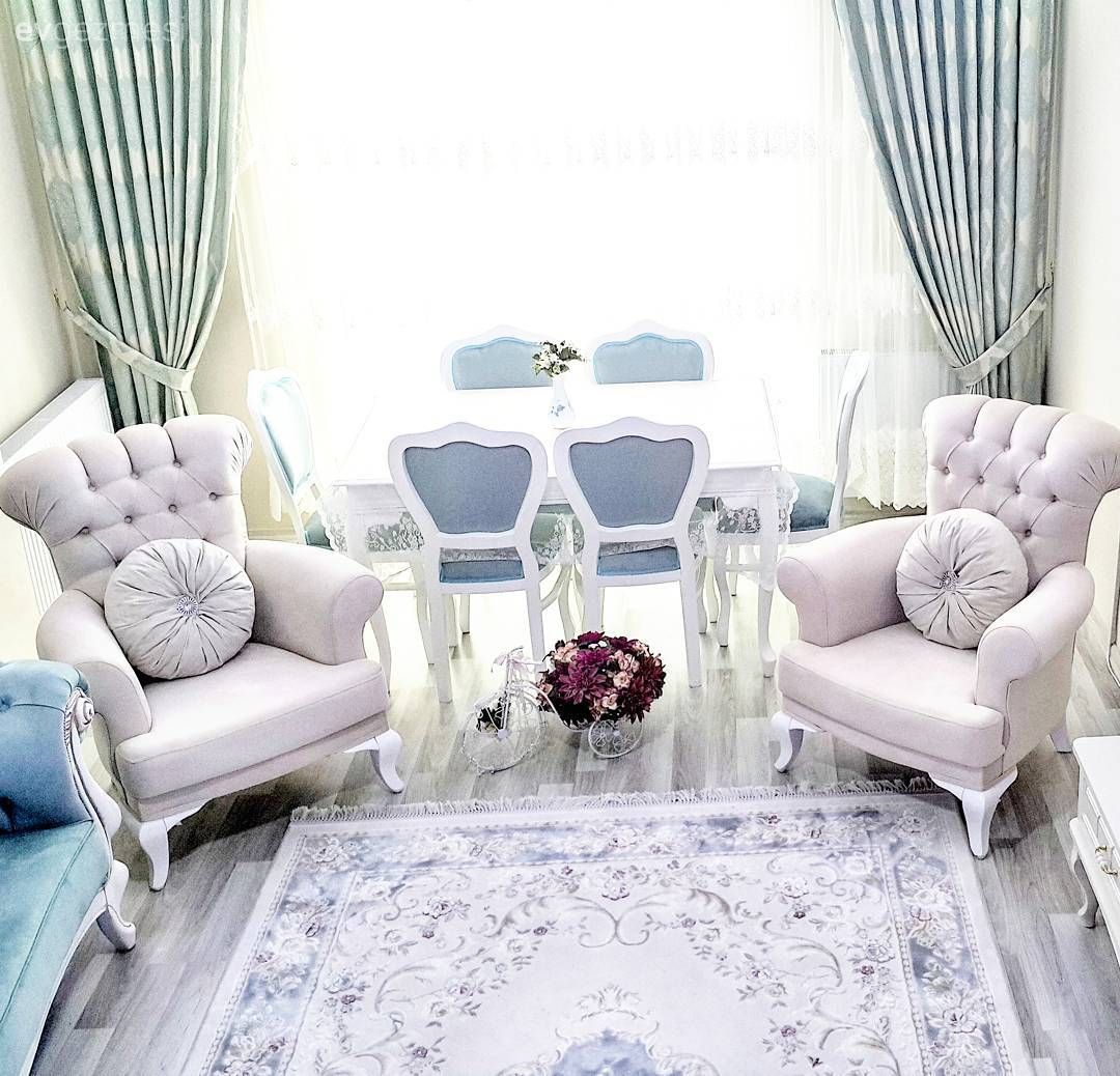 Berjer, Fon perde, Halı, Pembe, Perde, Salon, Yemek Odası, Country