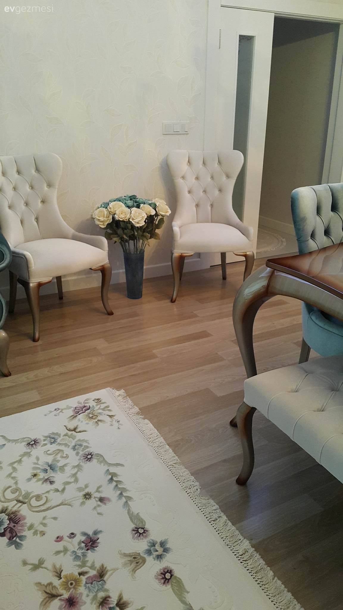 Berjer, Çiçekler, Mavi, Salon, Yemek Odası