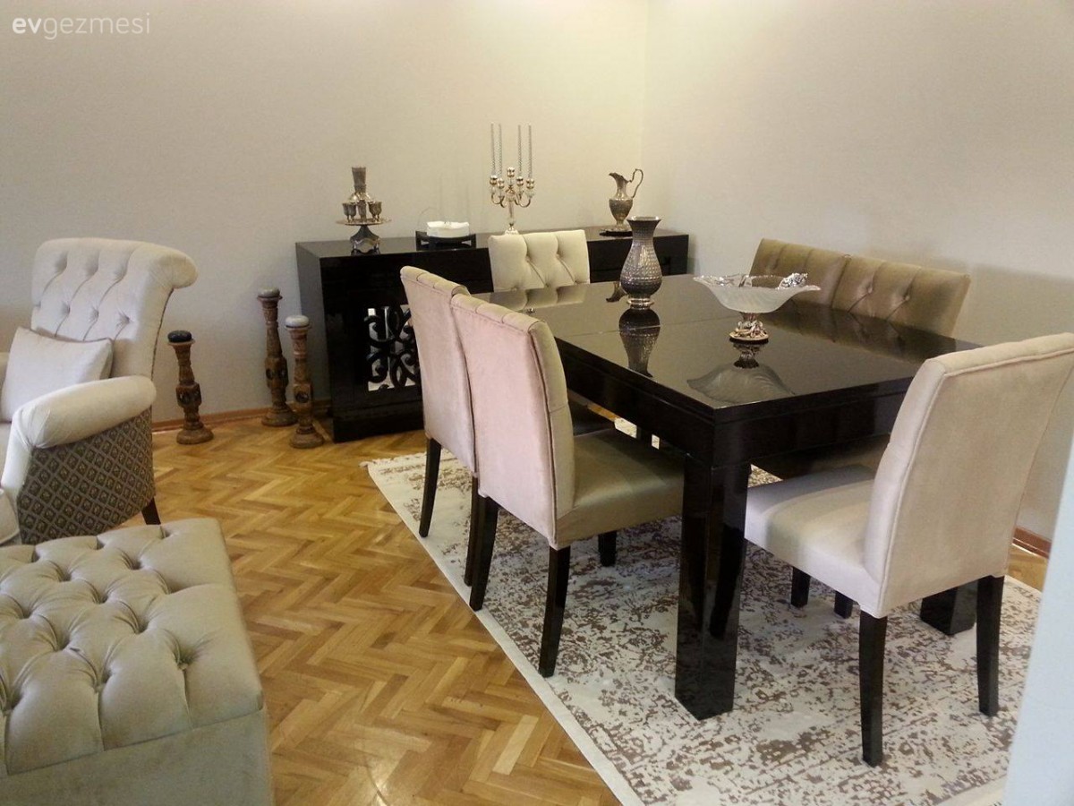 Halı, Krem, Salon, Siyah, Yemek Odası