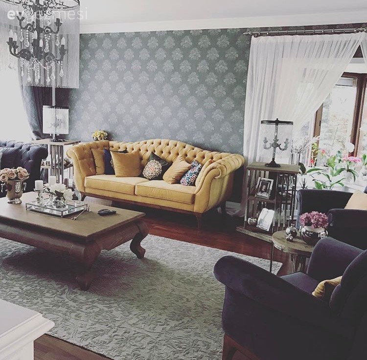 Duvar kağıdı, Halı, Kahverengi, Orta sehpa, Salon, Sarı