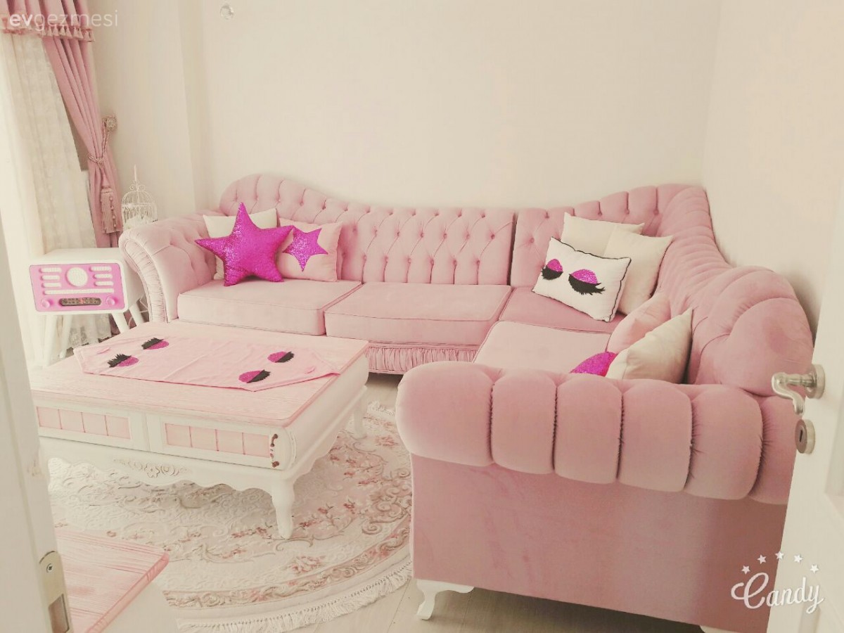 Chesterfield, Halı, Köşe koltuk, Orta sehpa, Oturma Odası, Pembe