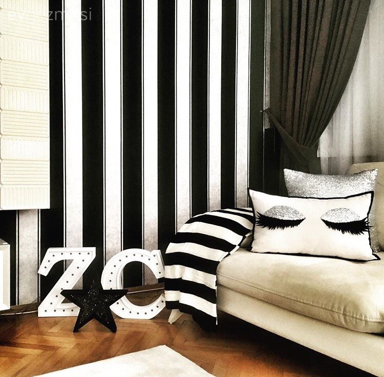 Dekoratif Objeler, Duvar kağıdı, Salon, Siyah- Beyaz