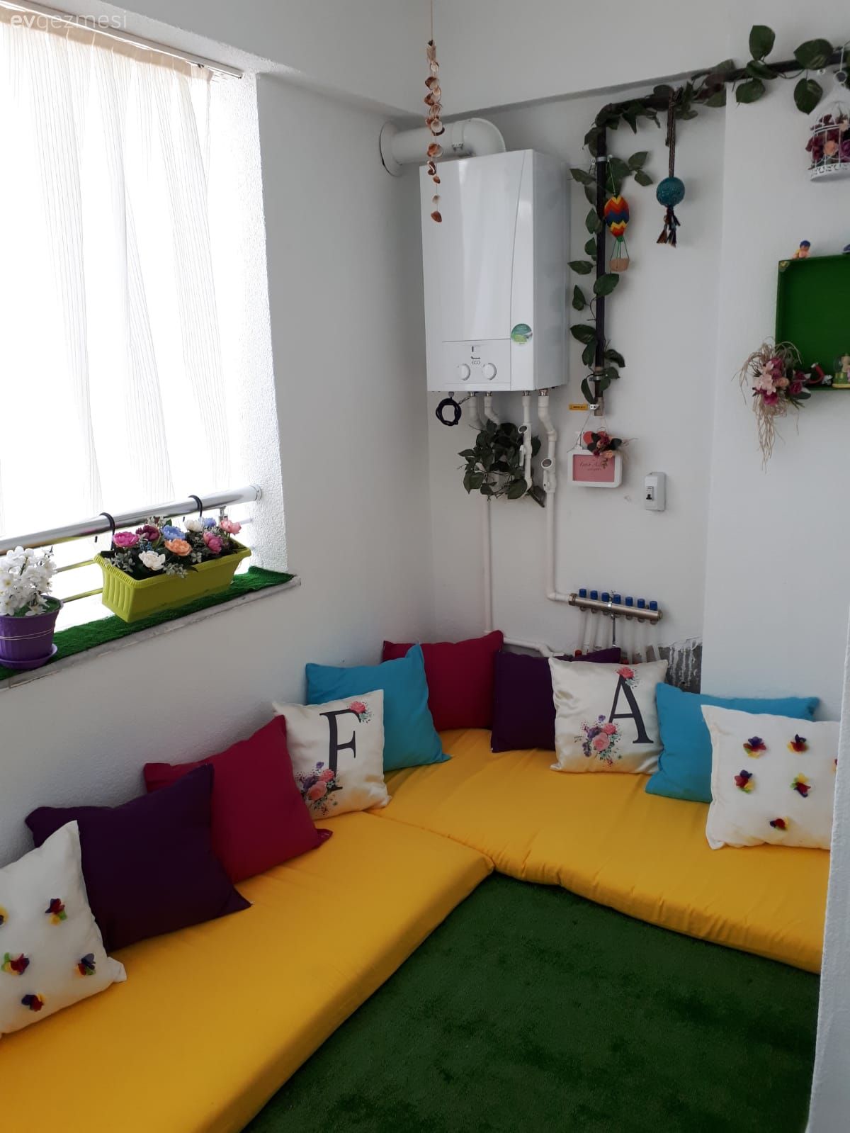 Balkon, Kendin Yap, Sarı, Kırlent