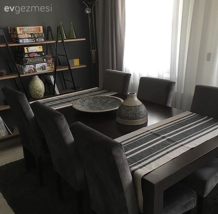 Kitaplık, Salon, Siyah, Yemek Odası