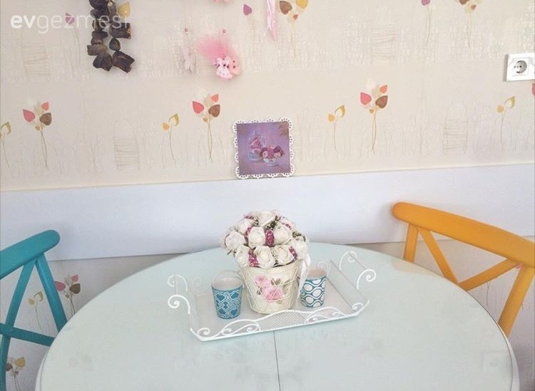 Beyaz mutfak, Duvar kağıdı, Mutfak aksesuarları, Pembe, Sarı