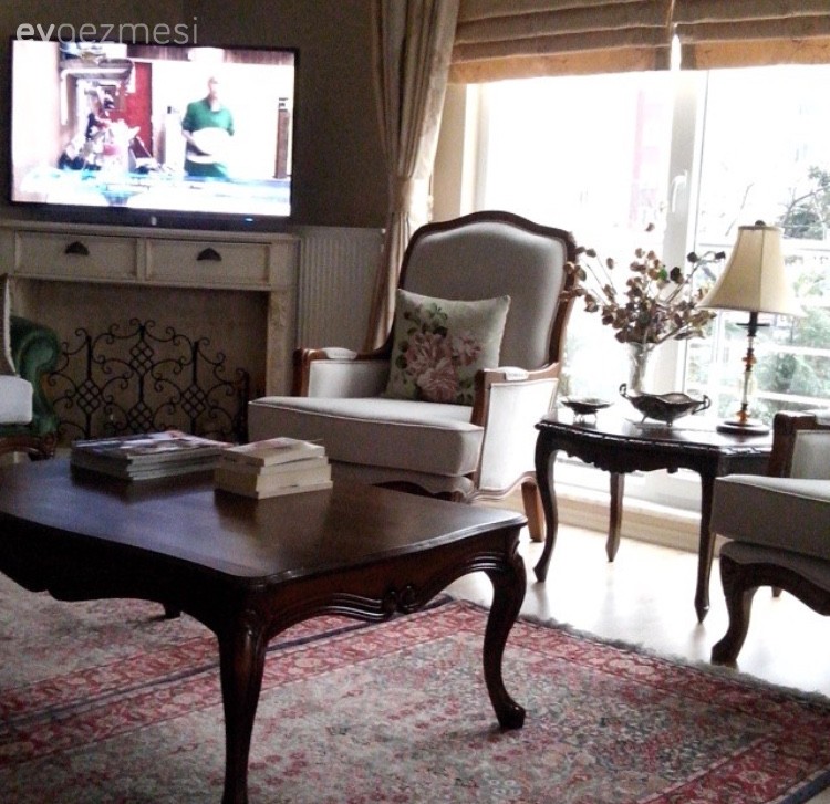 Berjer, Kırmızı, Krem, Salon, Sehpa