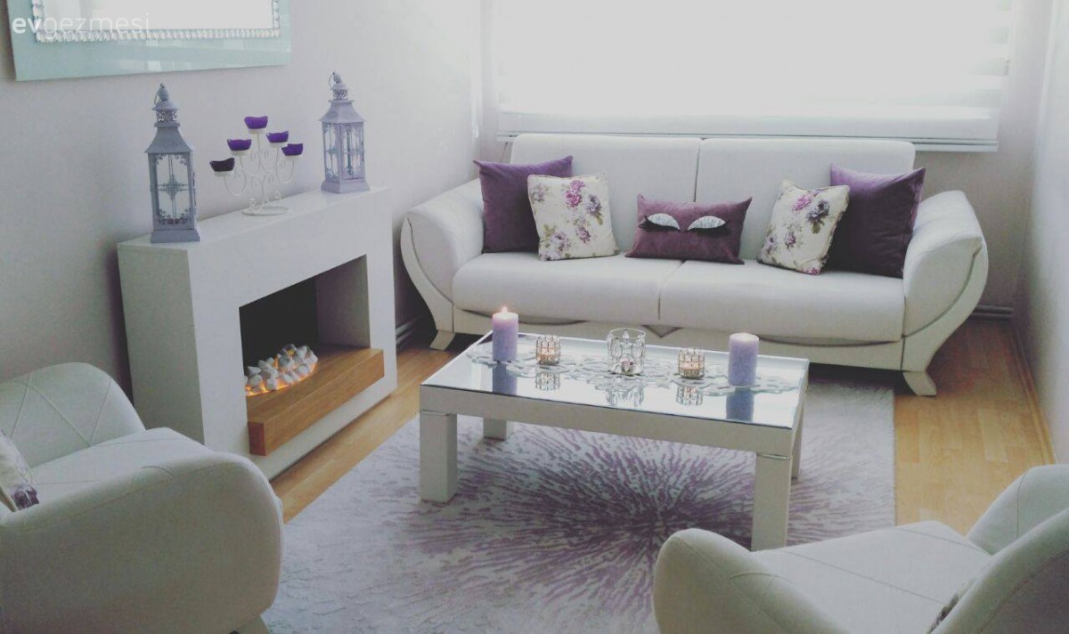 Halı, Mor, Orta sehpa, Salon, Şömine