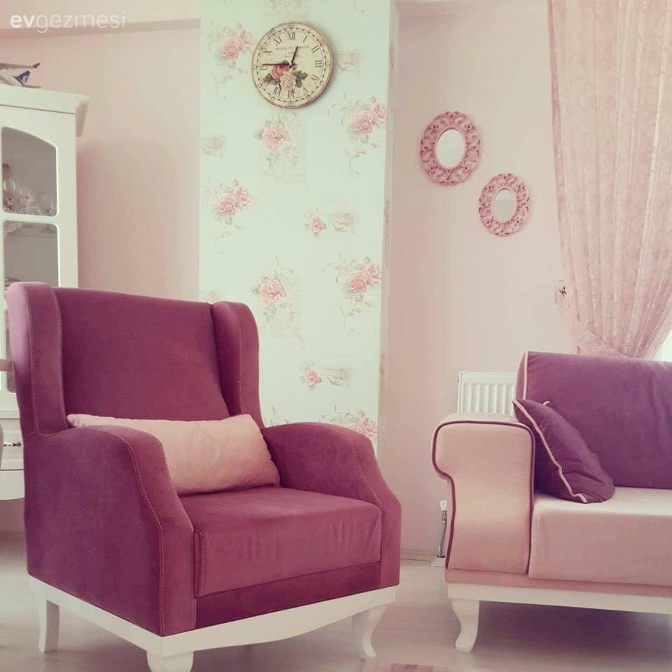 Berjer, Duvar kağıdı, Pembe, Salon
