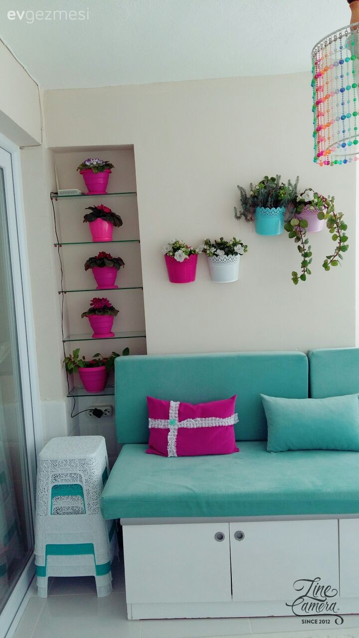 Balkon, Çiçekler, Pembe, Yeşil