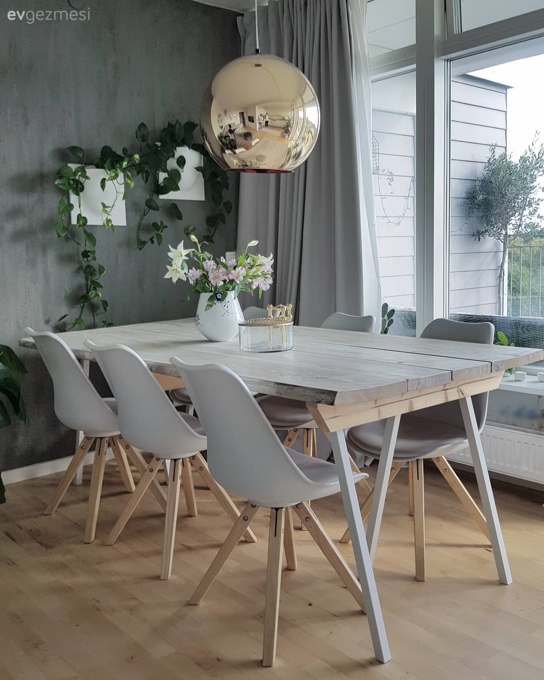 Yemek Odası, Kendin Yap, Salon, Gri duvar, Gri, Altın, Avize, Duvar dekorasyonu