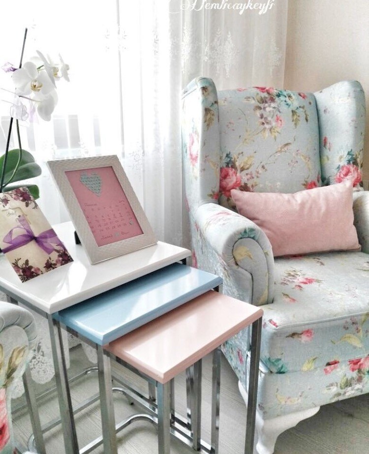 Berjer, Mavi, Oturma Odası, Pembe, Yan sehpa