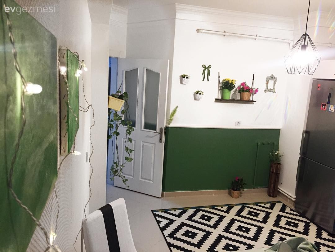 Halı, Kendin Yap, Mutfak, Siyah- Beyaz, Yeşil