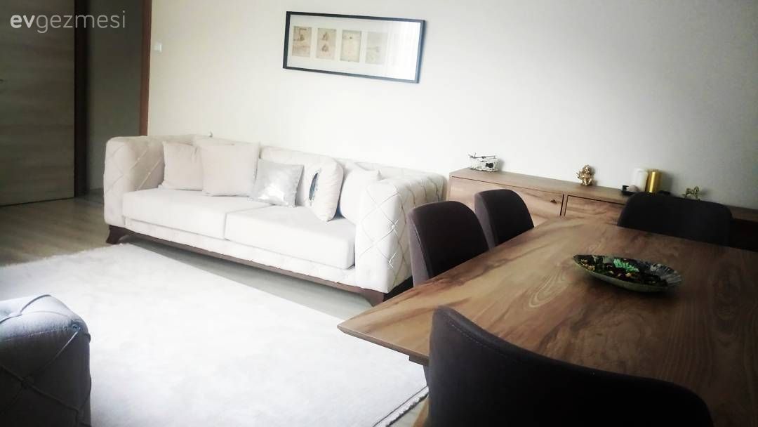 Salon, Krem, Beyaz halı, Halı, Yemek Odası, Ahşap Mobilya