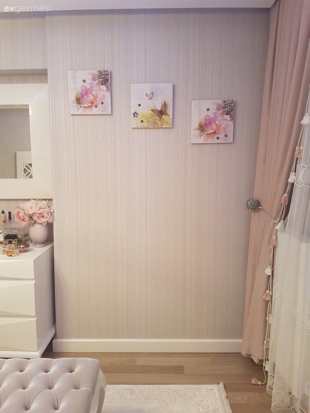 Duvar dekorasyonu, Duvar kağıdı, Perde, Yatak Odası