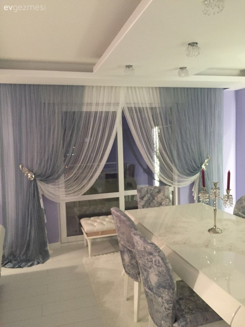 Mor, Perde, Yemek Odası