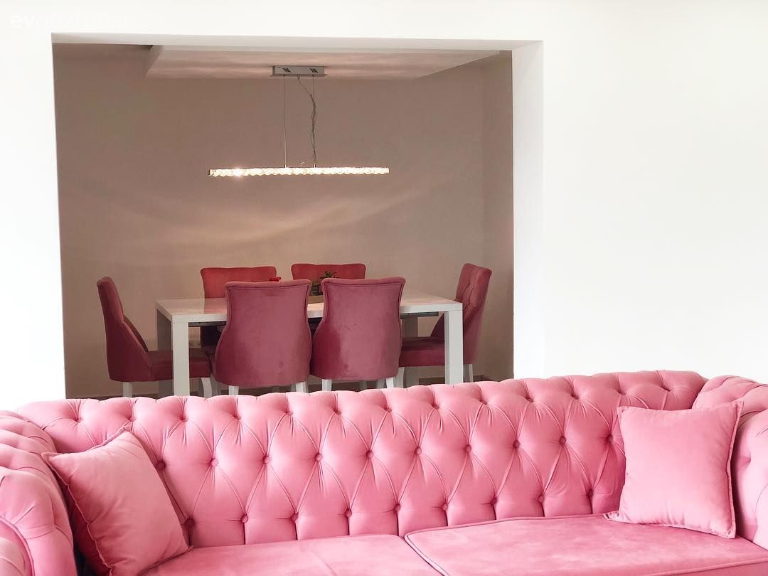 Salon, Chesterfield, Pembe, Yemek Odası, Avize