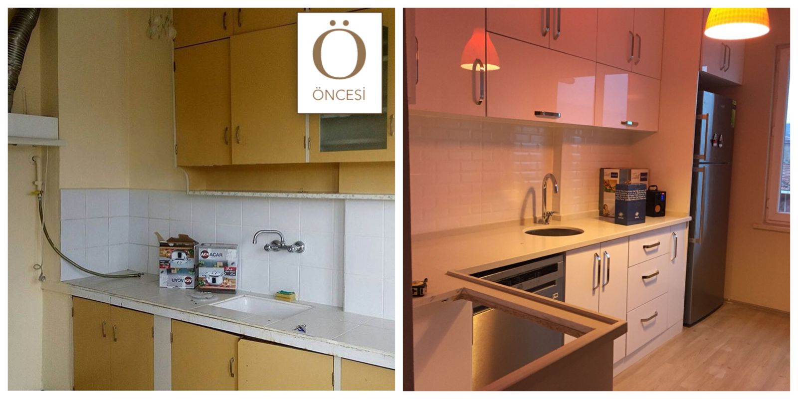Tadilat ile yenilenen mutfak ve banyo. Şevval hanımın evinden..