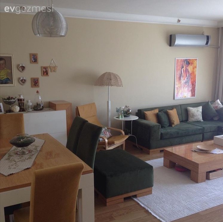 Ahşap Mobilya, Dekoratif Objeler, Halı, Orta sehpa, Salon, Yemek Odası, Yeşil