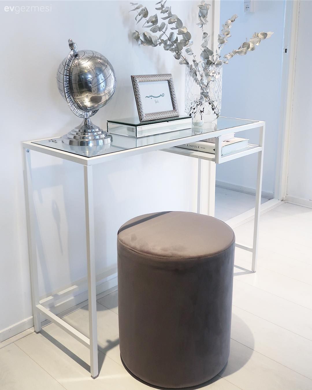 Dresuar, Puf, Kahverengi, Antre, Gümüş, Dekoratif Objeler