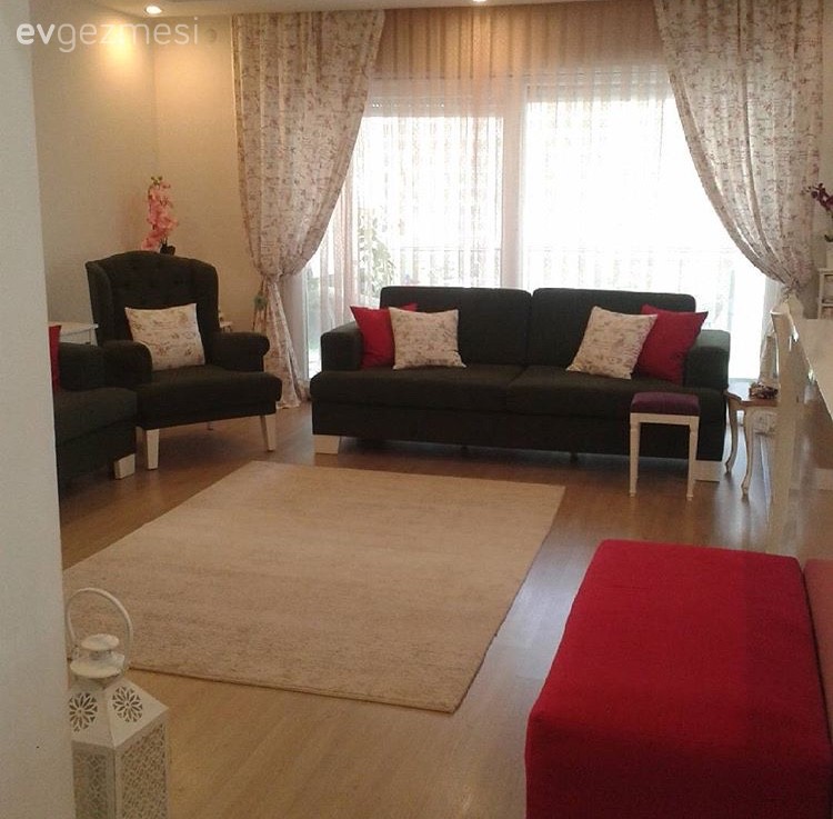 Halı, Kırmızı, Perde, Puf, Salon, Yeşil