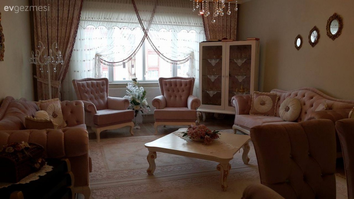 Orta sehpa, Pembe, Perde, Salon