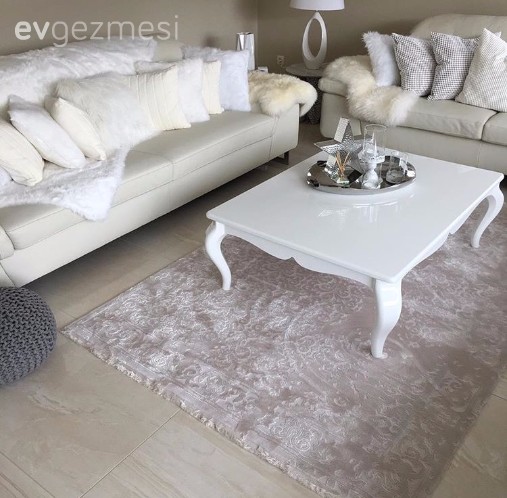 Beyaz, Halı, Orta sehpa, Pembe, Salon, Kırlent