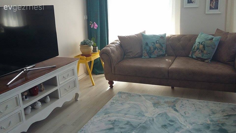 Kahverengi, Mavi, Salon, Sarı, Sehpa