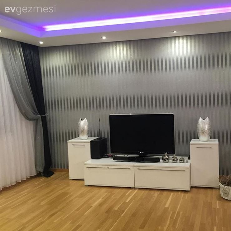 Asma tavan, Aydınlatma, Salon, Tv ünitesi