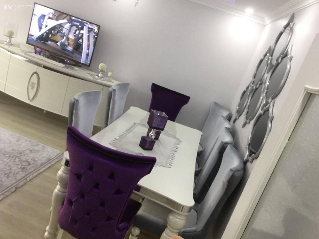 Dekoratif Objeler, Gri, Mor, Yemek Odası