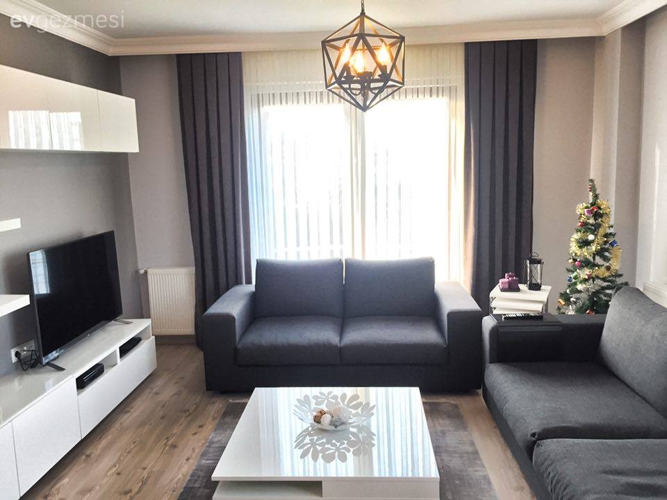 Aydınlatma, Fon perde, Gri, Halı, Salon, Sehpa, Perde