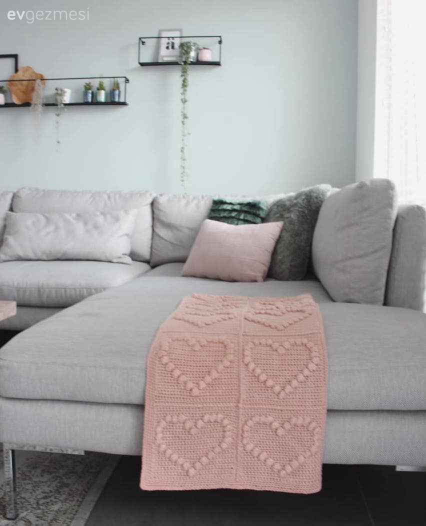 Salon, Koltuk örtüsü, Pembe, Gri, Duvar dekorasyonu