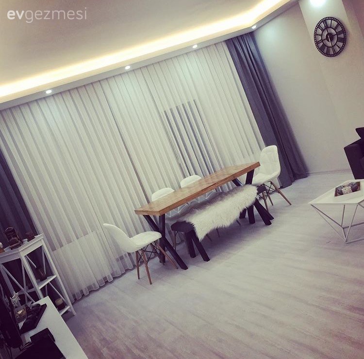 Ahşap Mobilya, Fon perde, Perde, Salon, Yemek Odası