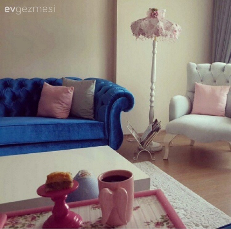 Lacivert, Lambader, Orta sehpa, Salon, Aydınlatma