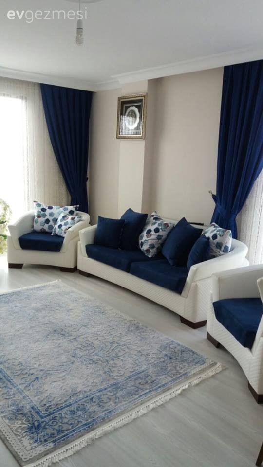 Halı, Lacivert, Perde, Salon