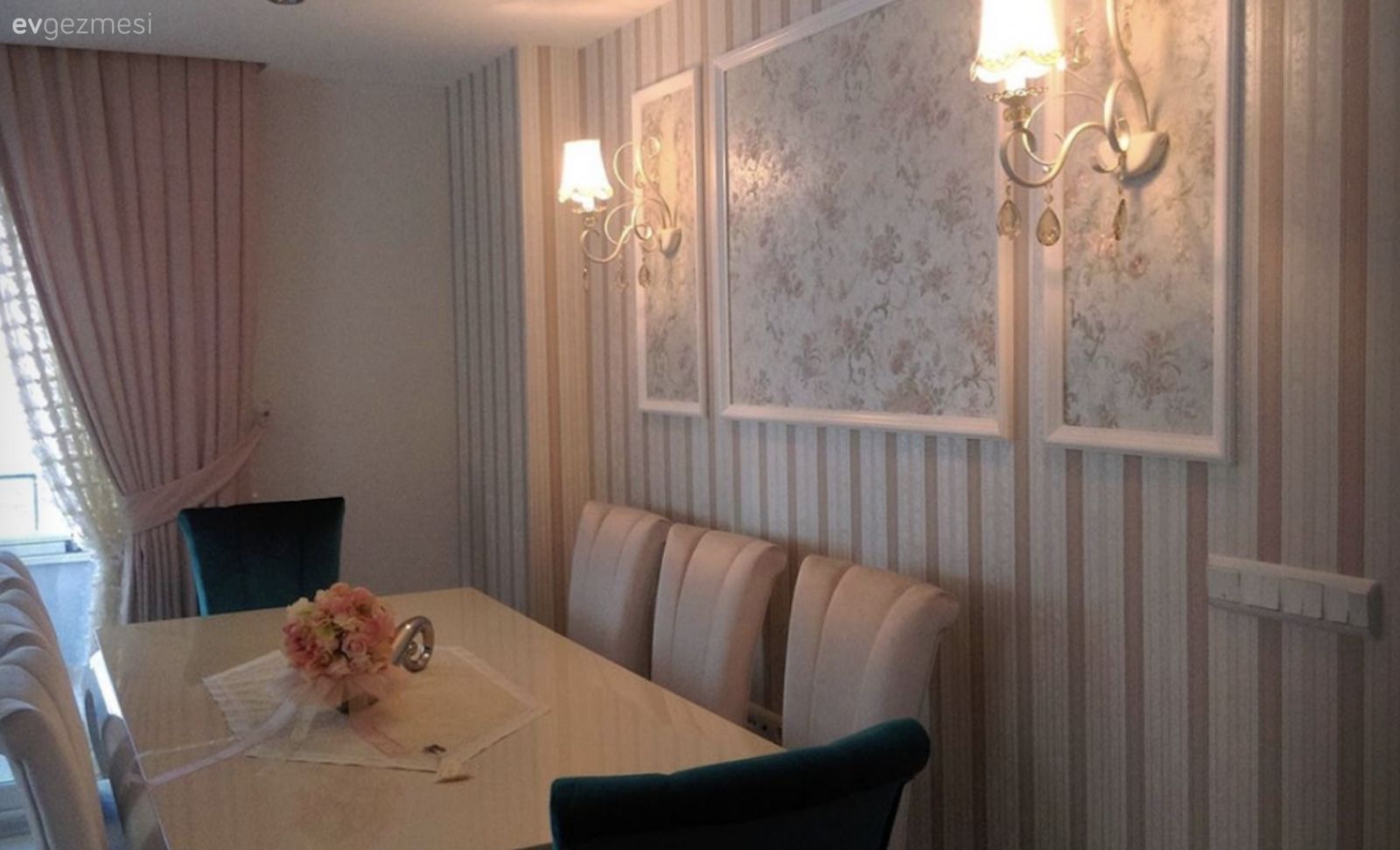 Salonda romantik klasik, mutfakta modern stil. Seda hanımın evinden..