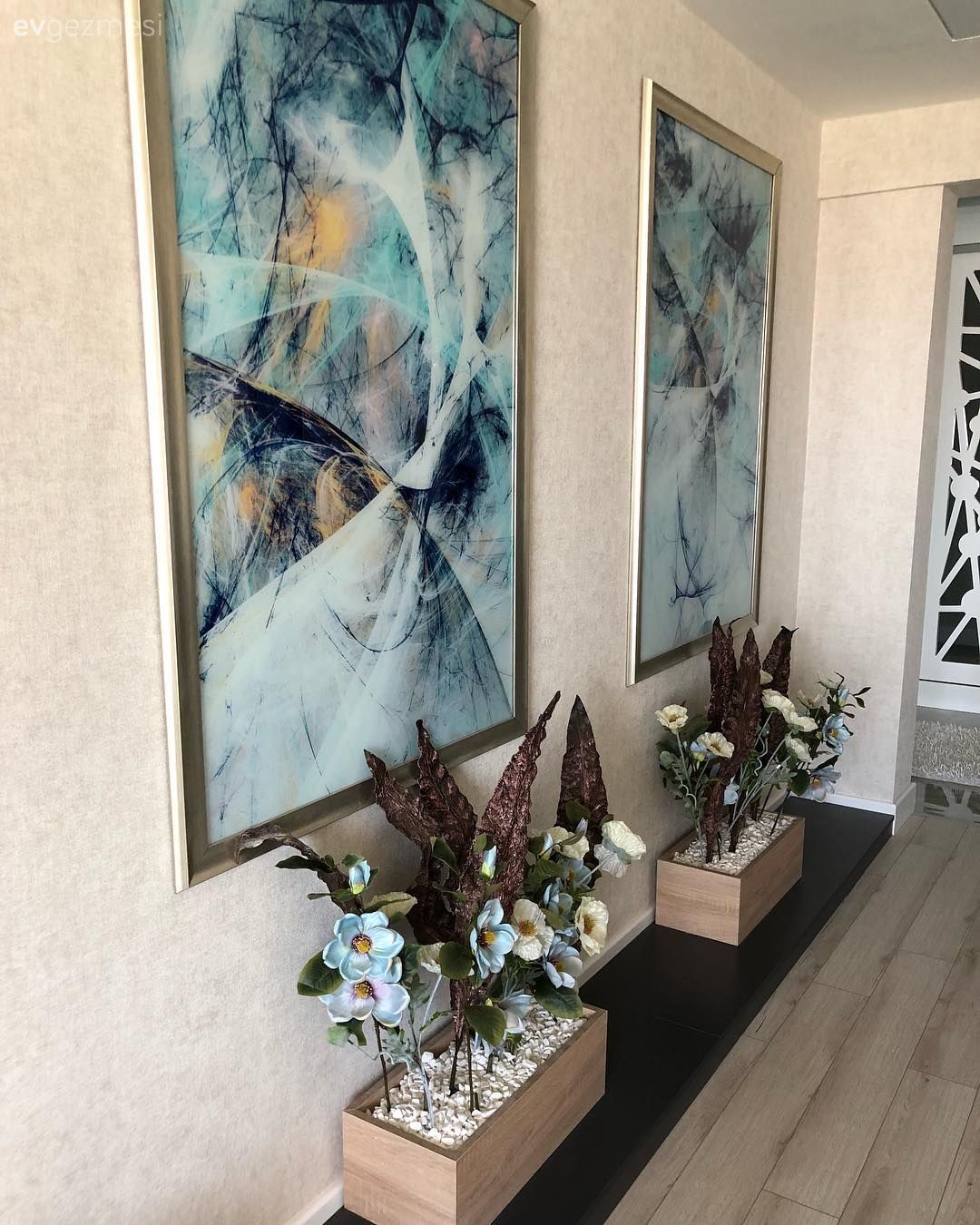 Salon, Tablo, Mavi, Yapay çiçekler