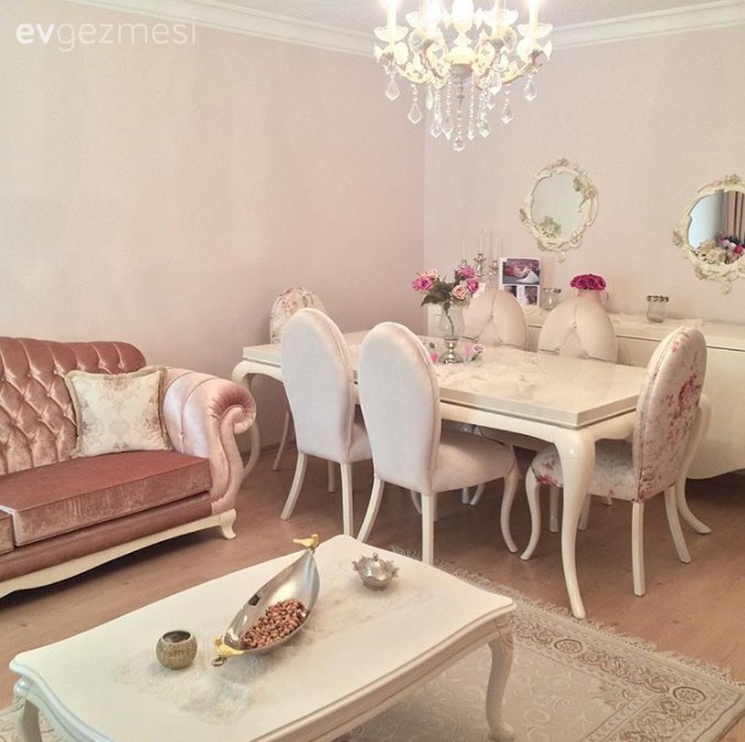 Altın, Beyaz, Pembe, Salon, Sehpa