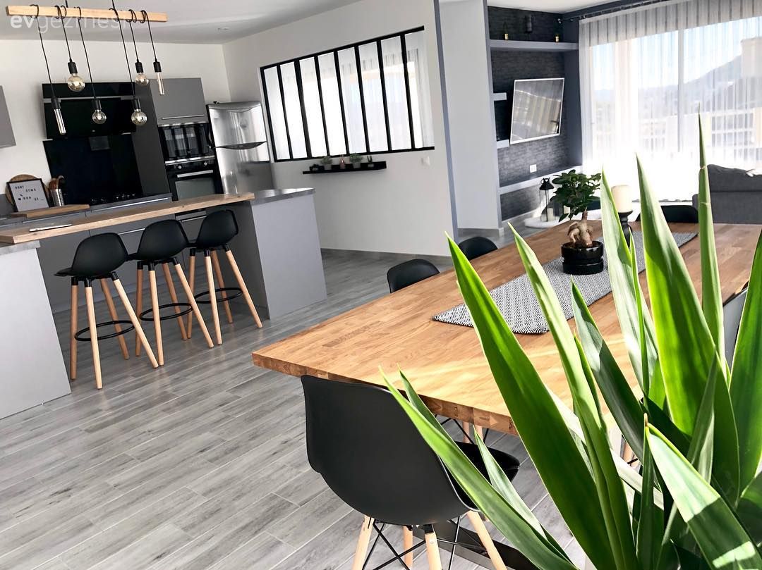 Amerikan Mutfak, Yemek Odası, Bar masa & sandalyeleri, Mutfak, Salon, Gri