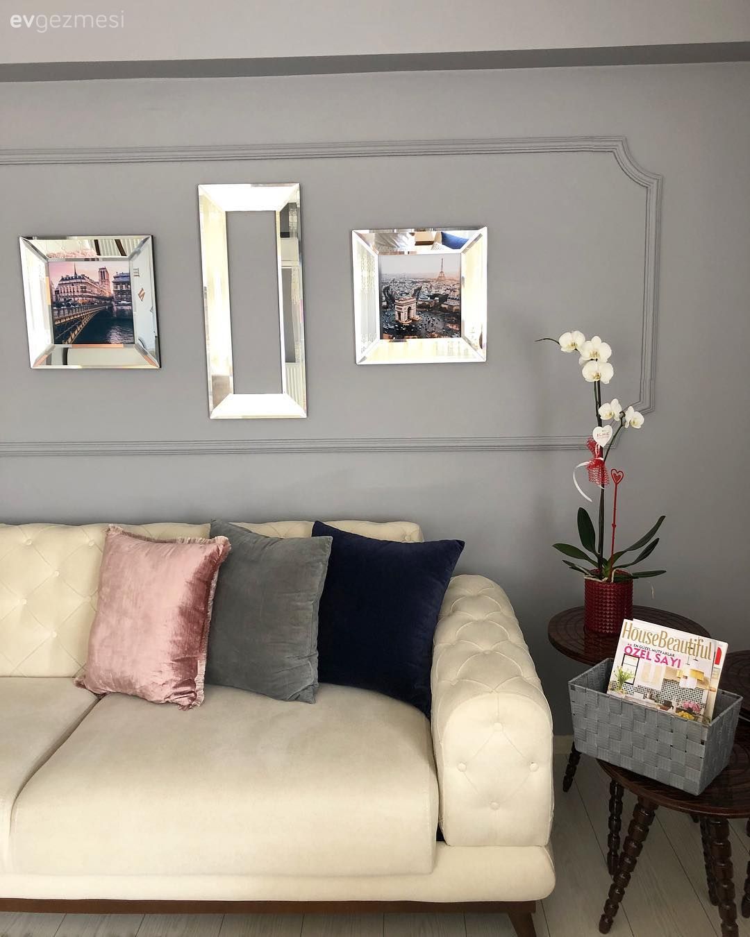 Salon, Kırlent, Pembe, Ayna çerçeve, Duvar çıtalama