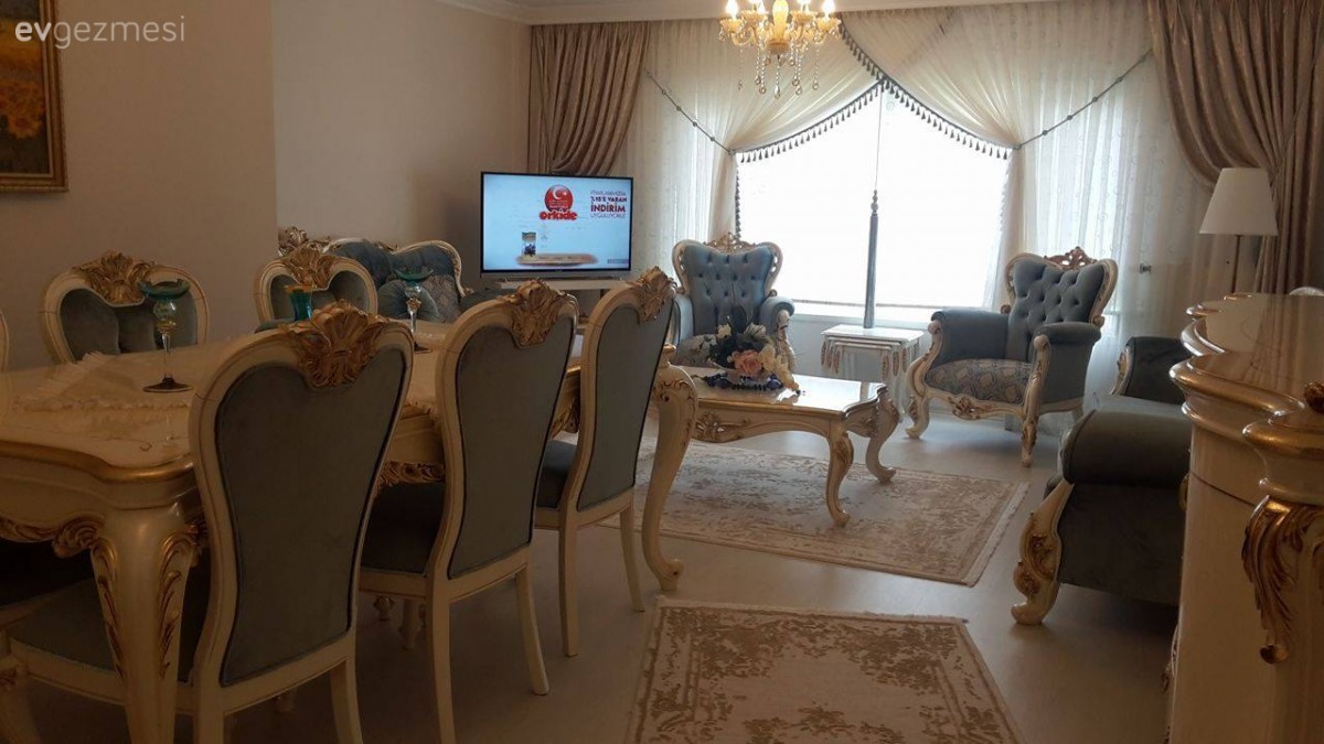 Avize, Berjer, Halı, Mavi, Salon, Yemek Odası, Aydınlatma