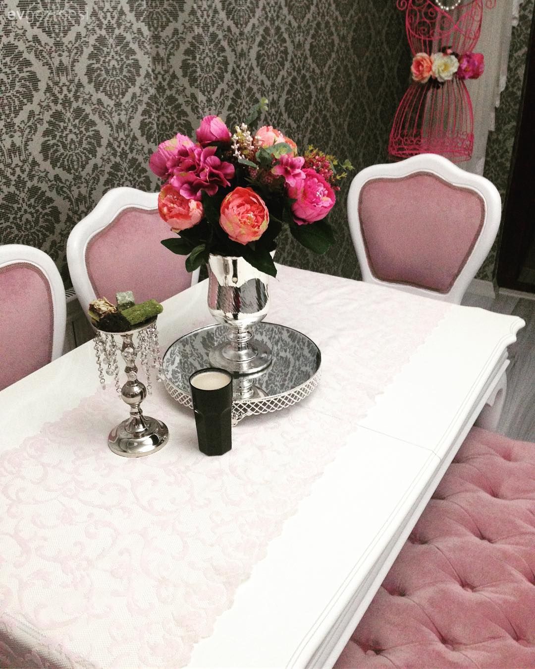 Jardinyer, Çiçekler, Mutfak masası, Mutfak, Pembe, Duvar kağıdı