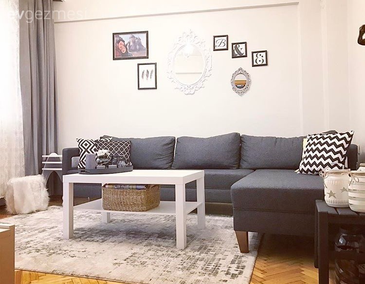 Gri, Halı, Köşe koltuk, Oturma Odası