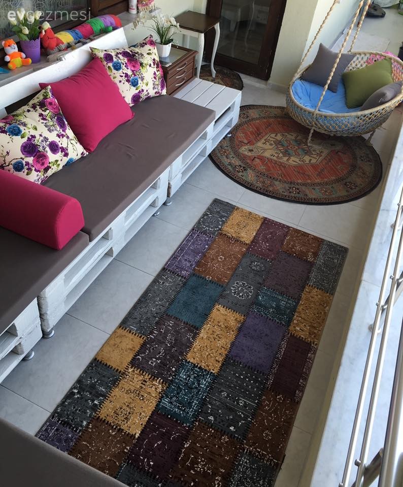 Balkon, Halı, Kendin Yap, Öncesi / Sonrası, Palet