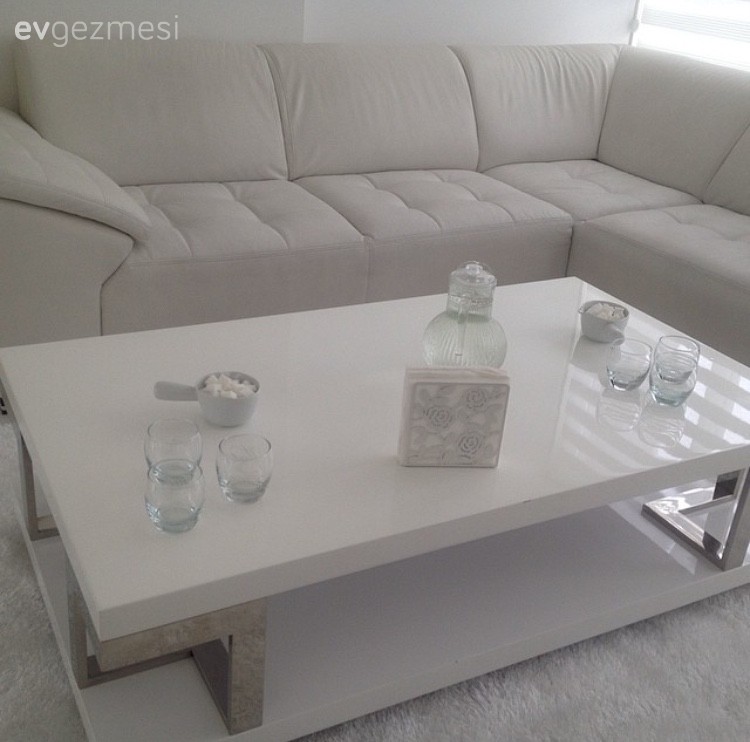 Beyaz, Köşe koltuk, Orta sehpa, Salon