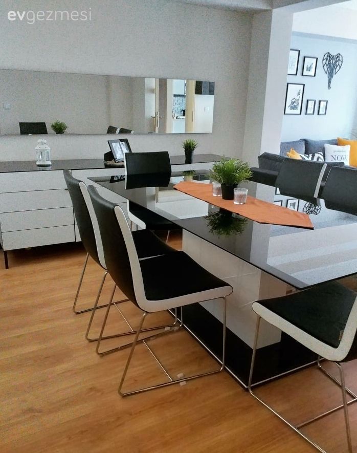 Yemek Odası, Modern, Cam masa, Ayna